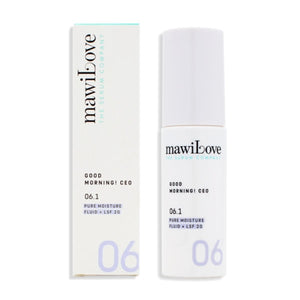 mawiLove - 06.1 - Good Morning! CEO - Pure Moisture Fluid + LSF 20 in weißem minimalistischen Design mit Verpackung