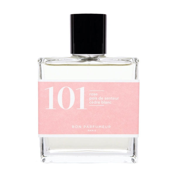 Bon Parfumeur - Les Classiques - 101 Parfumflakon mit rosa Etikett und schwarzem Verschluss vor weißem Hintergrund