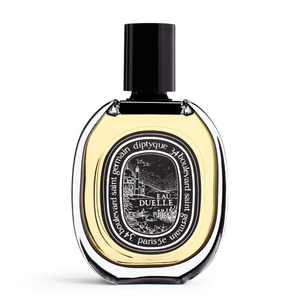 Diptyque - Eau Duelle - Eau de Parfum in klarer Flasche mit schwarzem Verschluss und filigranem Label im orientalischen Stil