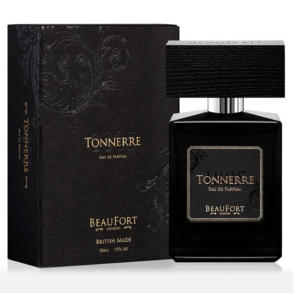 BeauFort London - 1805 Tonnerre schwarze elegante Flasche mit strukturiertem Holzdeckel und edler Verpackung