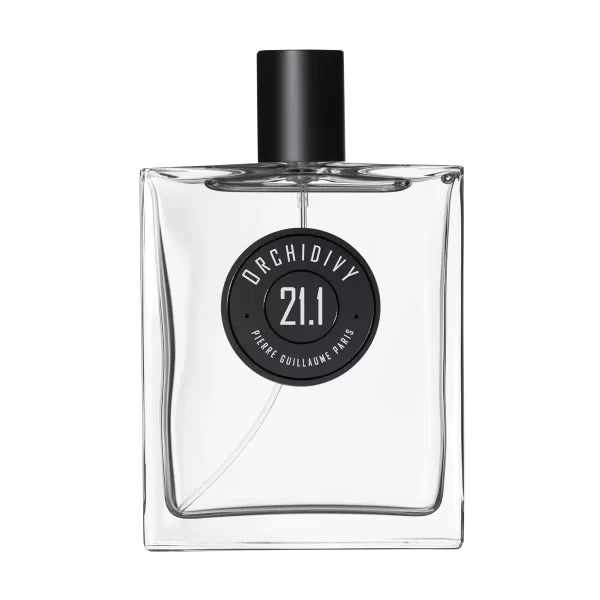 Pierre Guillaume - Orchidivy No.21.1 Parfumflakon in klarer Glasoptik mit schwarzem Verschluss und rundem Etikett