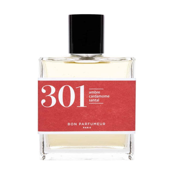 Bon Parfumeur - Les Classiques - 301 Parfumflakon mit rotem Etikett und schwarzem Verschluss vor weißem Hintergrund