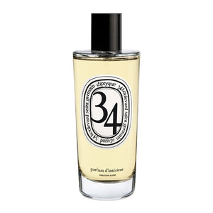 Diptyque - 34 Boulevard Saint Germain - Raumspray im klaren Flakon mit schwarzem Verschluss vor weißem Hintergrund minimalistisch dargestellt