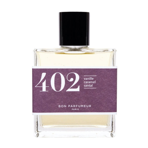 Bon Parfumeur - Les Classiques - 402 Parfumflakon mit lila Etikett und schwarzem Verschluss vor weißem Hintergrund
