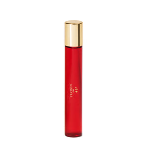 Trudon - Nuit Rouge - 45° Duftzerstäuber in schlankem roten Flakon mit goldfarbenem Deckel vor weißem Hintergrund