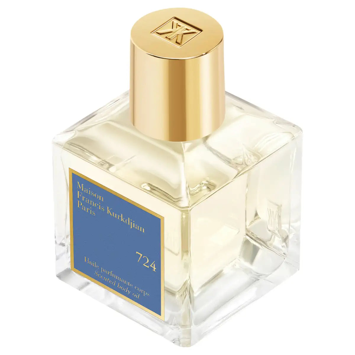 Maison Francis Kurkdjian Paris - 724 - Body Oil in quadratischem Glasflakon mit goldenem Verschluss und blauem Etikett