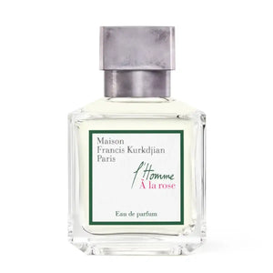 Maison Francis Kurkdjian Paris - l'Homme À la Rose klarer Flakon mit grünem Rahmen und silbernem Verschluss elegant gestaltet