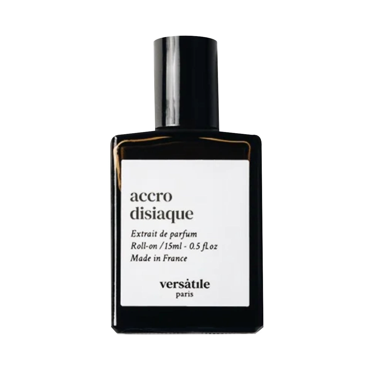 Versatile - Accro Disiaque Extrait de Parfum Roll-on in schwarzem Flakon mit weißem Etikett, 15 ml Inhalt