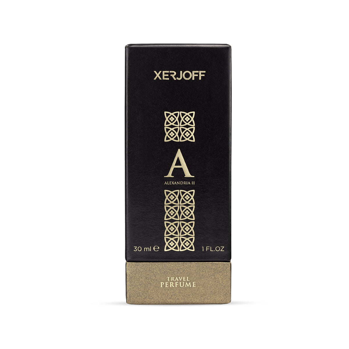 Xerjoff - Oud Stars - Alexandria II edle schwarze Verpackung mit goldfarbenen Ornamenten und Schriftzug
