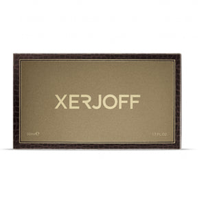 Xerjoff - Oud Stars - Luxor Verpackung mit goldfarbenem Label und dunkelbraunem Rahmen vor weißem Hintergrund