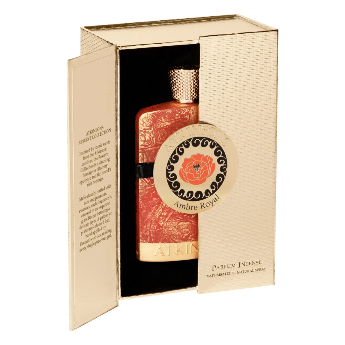 Atkinsons 1799 - Ambre Royal Parfumflakon in elegantem gold-rotem Design in edler, auffälliger Verpackung