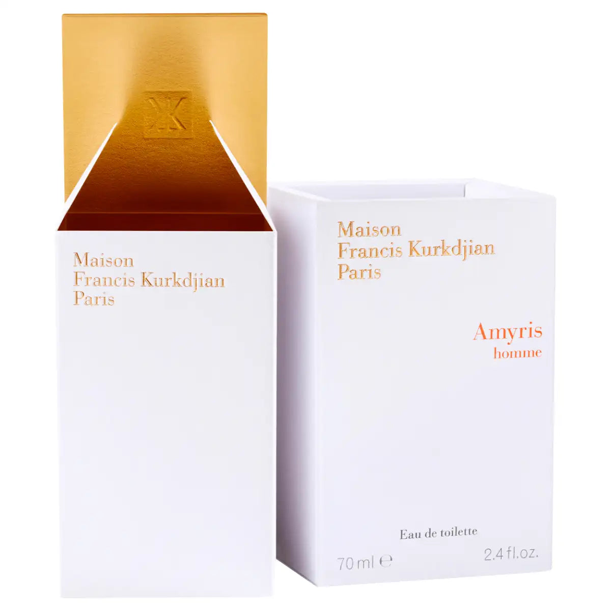 Maison Francis Kurkdjian Paris - Amyris Homme Verpackung in Weiß mit goldfarbenem Deckel und edlem Schriftzug elegant gestaltet