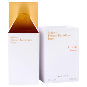 Maison Francis Kurkdjian Paris - Amyris Homme Verpackung in Weiß mit goldfarbenem Deckel und edlem Schriftzug elegant gestaltet