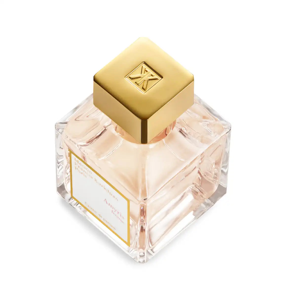 Maison Francis Kurkdjian Paris - Amyris Femme - Extrait de Parfum mit klarem Flakon und goldenem Deckel vor weißem Hintergrund