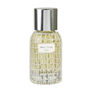 Anat Fritz - Tzor'a Parfumflakon mit silbernem Deckel und feiner Netzstruktur auf klarem Glas in elegantem Design