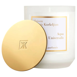 Maison Francis Kurkdjian Paris - Aqua Universalis - Duftkerze mit elegantem goldfarbenem Deckel und klarem Glasgefäß