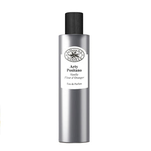 La Maison de la Vanille - Vanille Continental - Arty Positano silberner Parfumflakon mit schwarzem Holzverschluss vor weißem Hintergrund