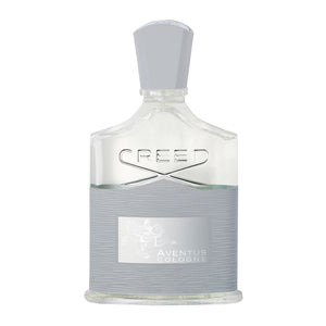 Creed - Aventus Cologne Parfumflakon mit klarem Glas und silberner Etikettierung vor weißem Hintergrund