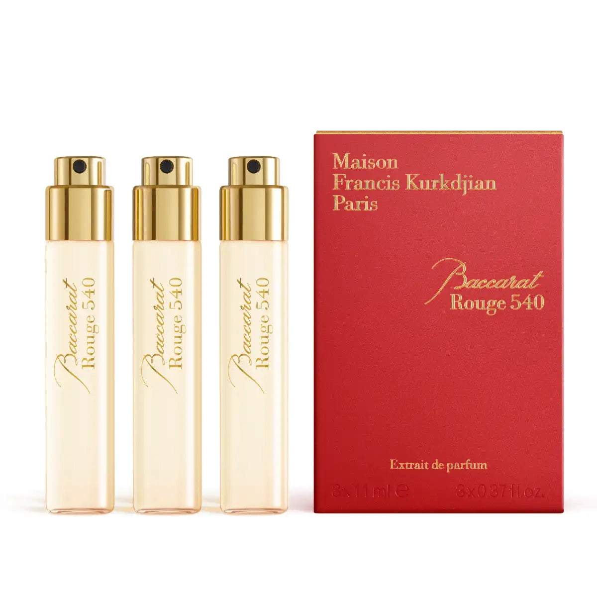 Maison Francis Kurkdjian Paris - Baccarat Rouge 540 Extrait de Parfum - Refill mit drei goldenen Zerstäubern und rotem Etui