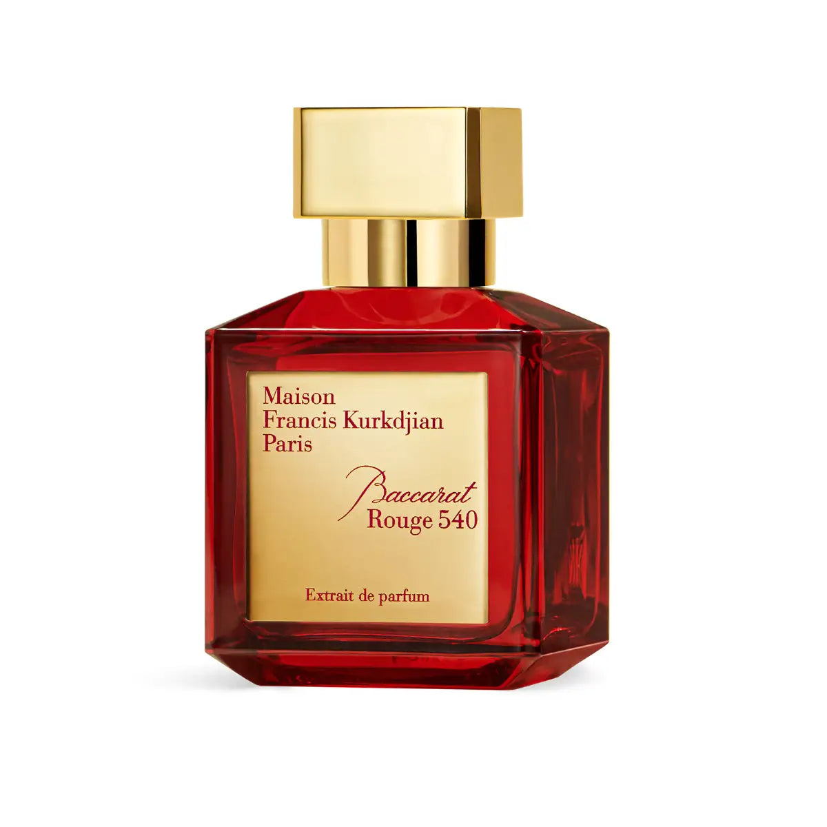 Maison Francis Kurkdjian Paris - Baccarat Rouge 540 - Extrait de Parfum in rotem Glasflakon mit goldfarbenem Verschluss und Etikett