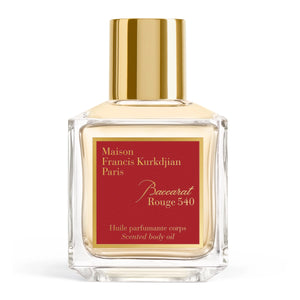 Maison Francis Kurkdjian Paris - Baccarat Rouge 540 - Body Oil in elegant klarem Flakon mit rotem Etikett und goldenem Verschluss