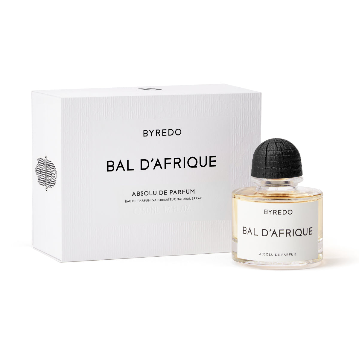 Byredo - Bal d'Afrique - Absolu de Parfum mit klarem Flakon und schwarzem, geriffeltem Holzverschluss in minimalistischer Verpackung