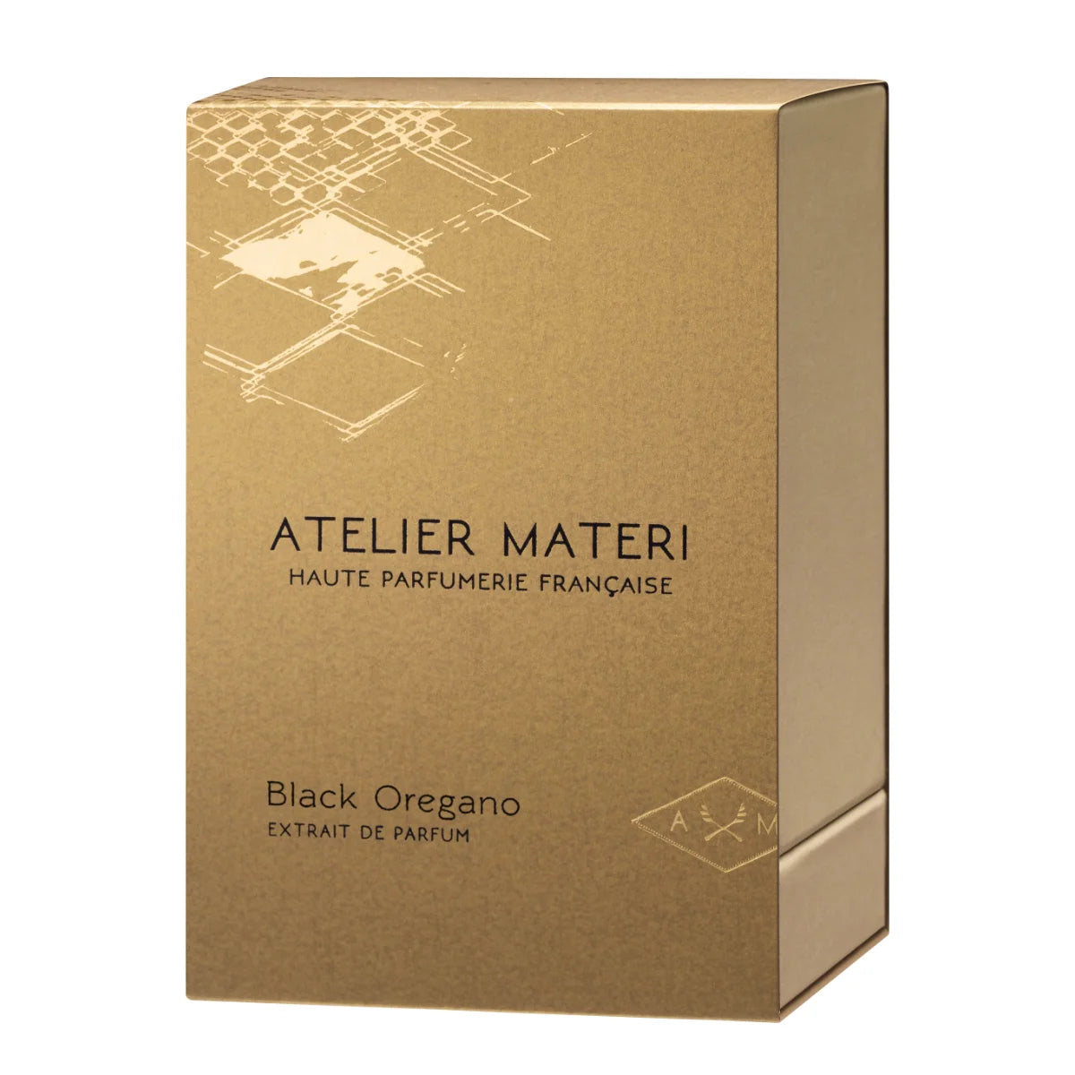 Atelier Materi - Black Oregano zeigt edle goldene Verpackung mit minimalistischer schwarzer Schrift und feinem Muster