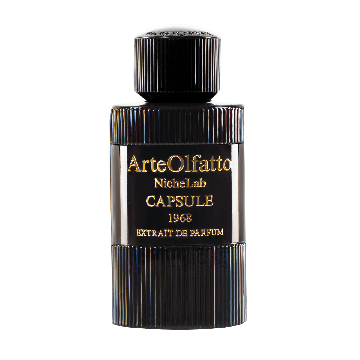 ArteOlfatto - Capsule 1968 Parfümflakon in elegantem schwarzen Design mit goldener Schrift und markanter Struktur