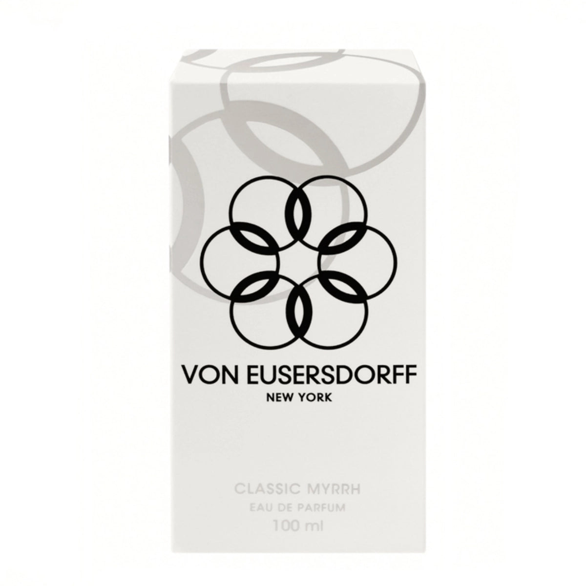 Von Eusersdorff - Classic Myrrh Verpackung in schlicht weiß mit schwarz-grauem Logo und klarer Typografie in modernem Stil