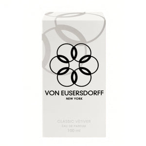Von Eusersdorff - Classic Vétiver Verpackung in schlichtem Weiß mit schwarzem Logo und minimalistischem Design