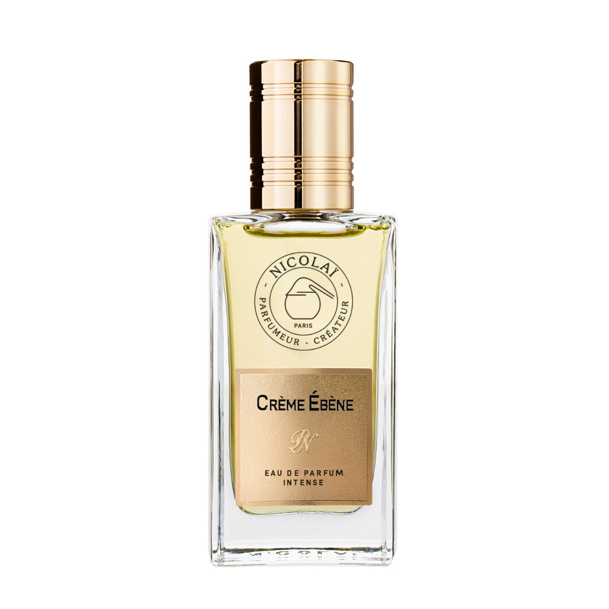Nicolaï - Crème Ébène Intense Parfumflakon mit goldfarbenem Verschluss und elegantem Etikett vor weißem Hintergrund