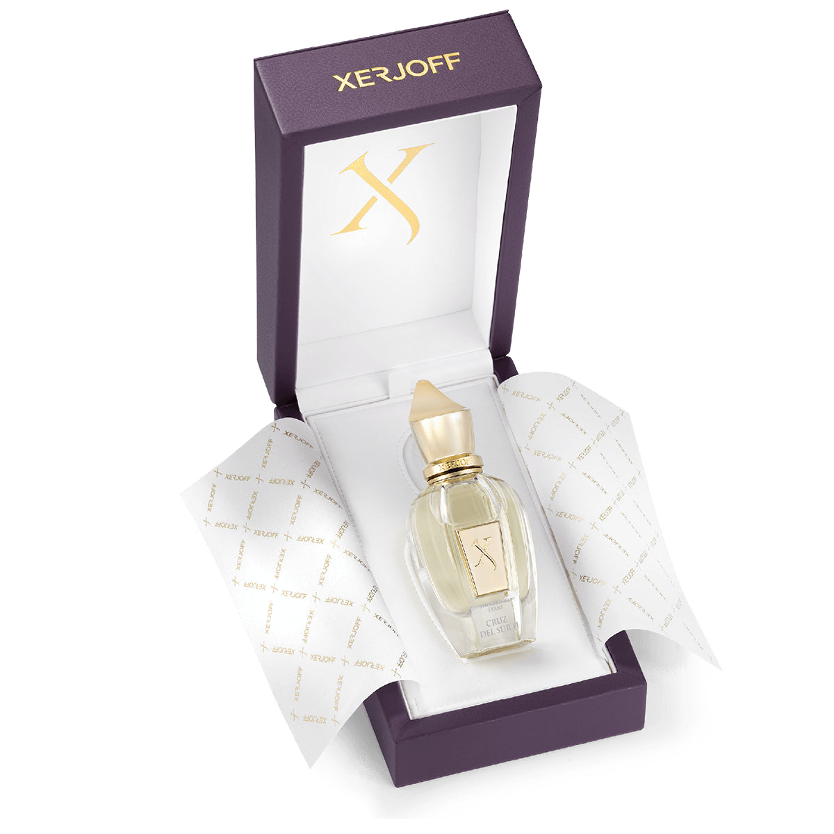 Xerjoff - Shooting Stars - Cruz del Sur II im edlen violetten Etui mit goldfarbenem Logo und transparentem Parfumflakon