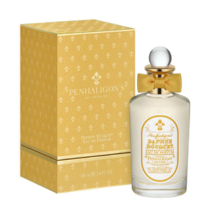 Penhaligon's - British Tales - Daphne Bouquet in edlem Flakon mit goldgelber Schleife und passender Verpackung luxuriös präsentiert