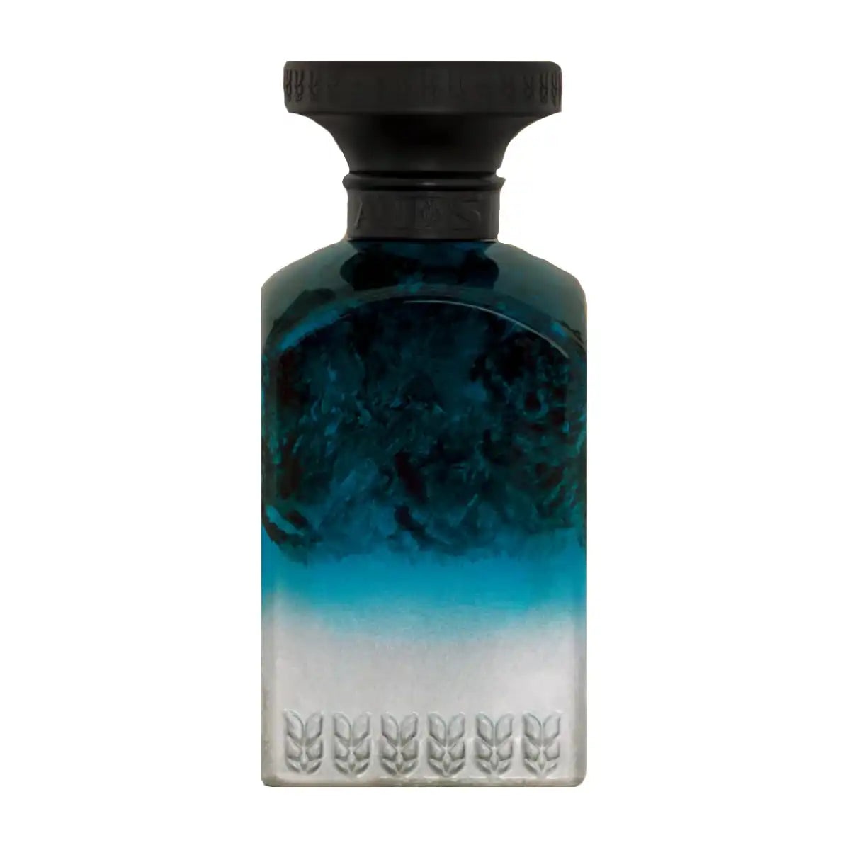 Anfas - Fosol Collection - Dhai Parfumflakon mit blau-weißem Design und schwarzem Deckel vor weißem Hintergrund