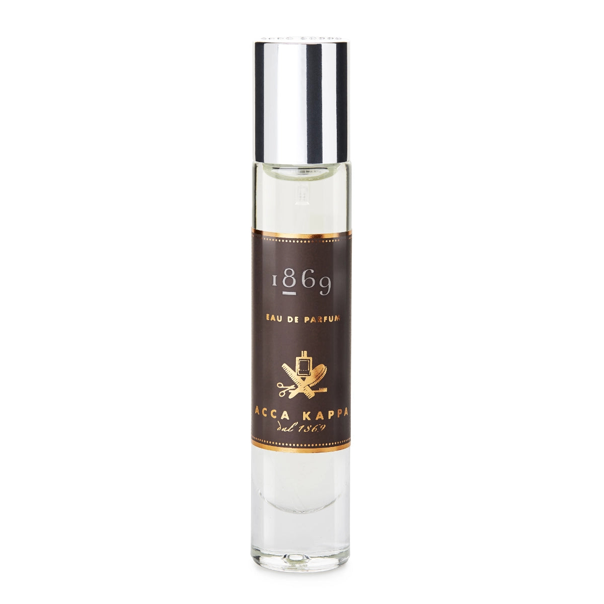 Acca Kappa - 1869 - Eau de Parfum schlanker Flakon mit silbernem Verschluss und braunem Etikett mit goldenen Details