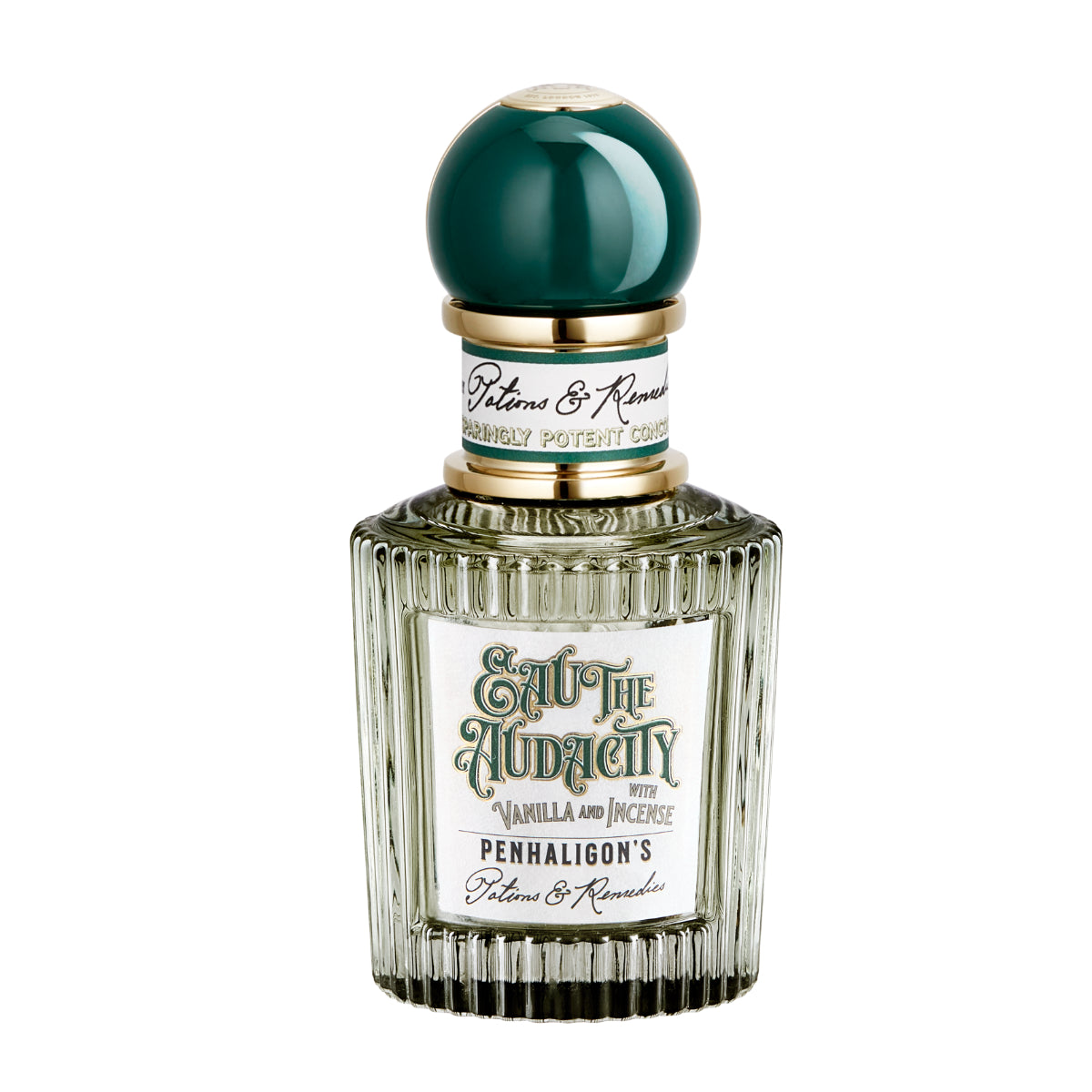 Penhaligon's - Potions & Remedies - Eau the Audacity Flakon mit grünem Rundverschluss und edlem Vintage-Etikett