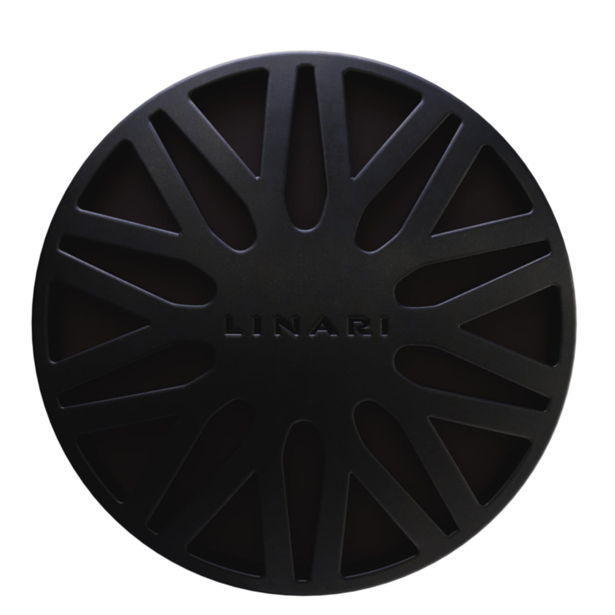 LINARI - Car Diffusor - Ebano runder, schwarzer Autoduftspender mit markantem, symmetrischem Design und prägnantem Markenlogo