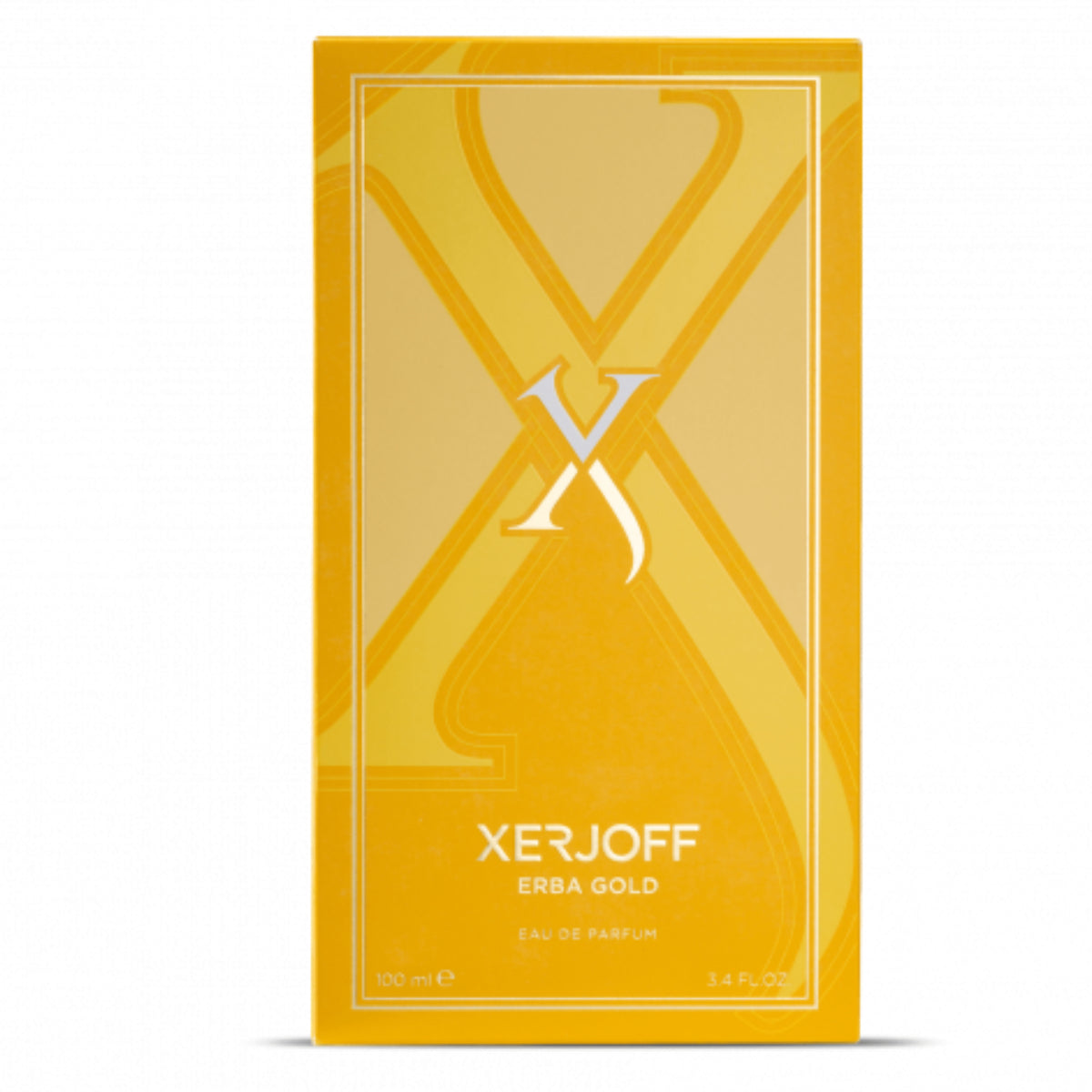 Xerjoff - Vibe - Erba Gold zeigt stilvolle, goldgelbe Verpackung mit filigranem Design für luxuriösen Duft