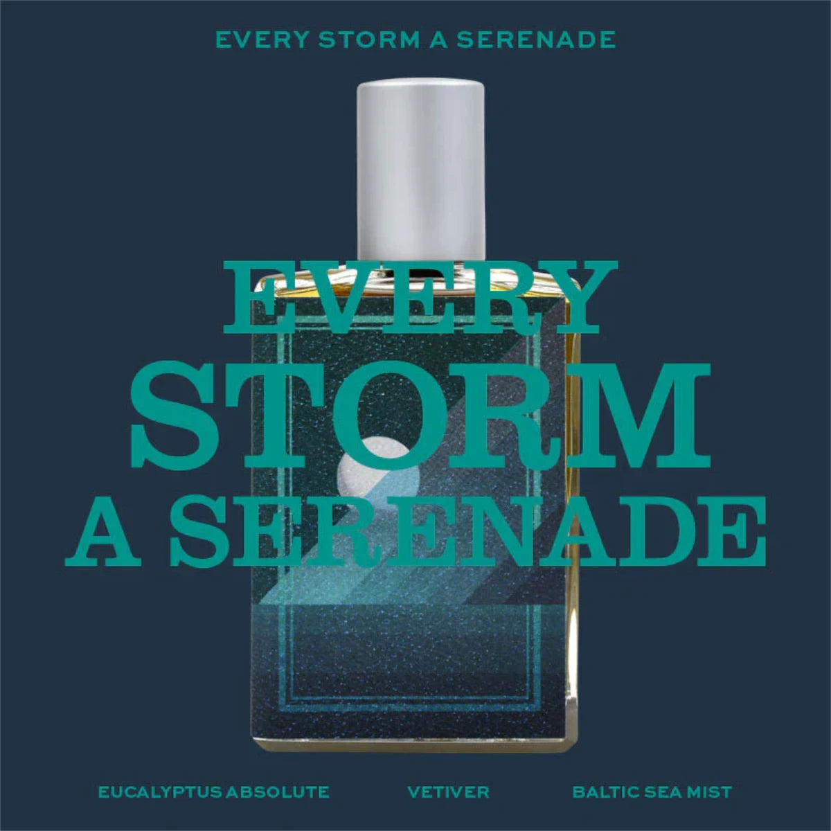 Imaginary Authors - Every Storm a Serenade 2nd Edition Flakon mit dunkelblauem Label und silbernem Verschluss vor dunklem Hintergrund