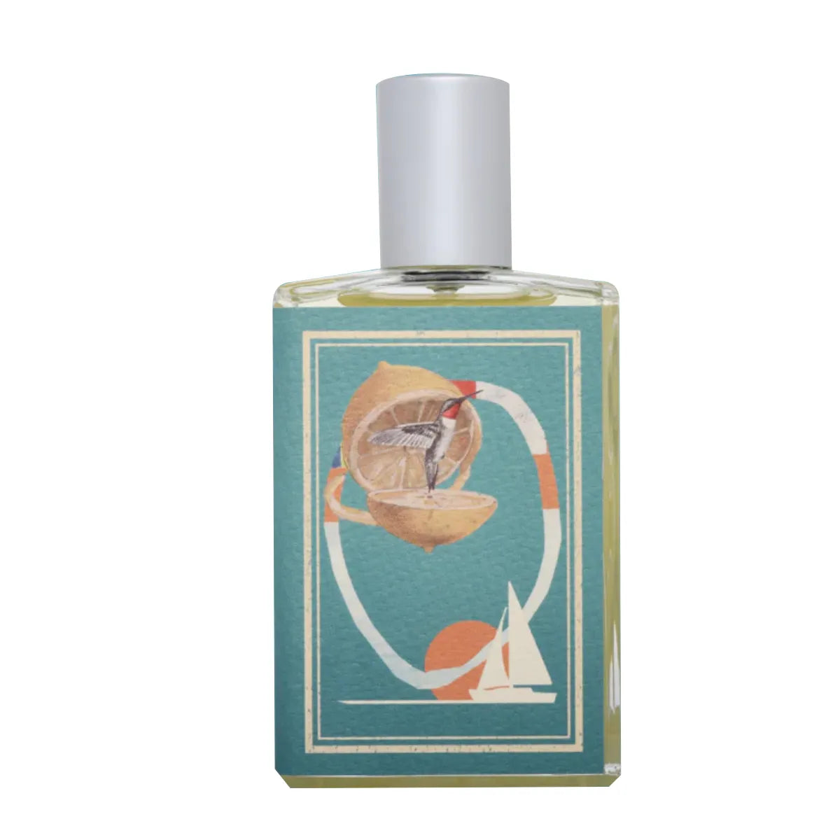 Imaginary Authors - Falling into the Sea Parfumflakon mit sommerlichem Design vor weißem Hintergrund