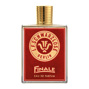 J.F. Schwarzlose Berlin - Finale Eau de Parfum Flakon mit rotem Etikett und goldenem Verschluss vor weißem Hintergrund