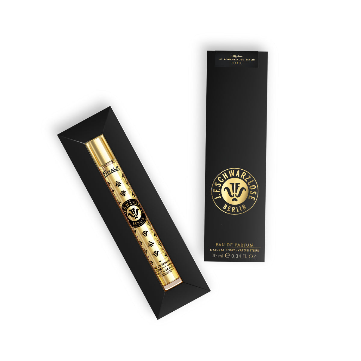 J.F. Schwarzlose Berlin - Finale Parfumroller in edlem Goldton mit markantem Logo in schwarzer Geschenkverpackung
