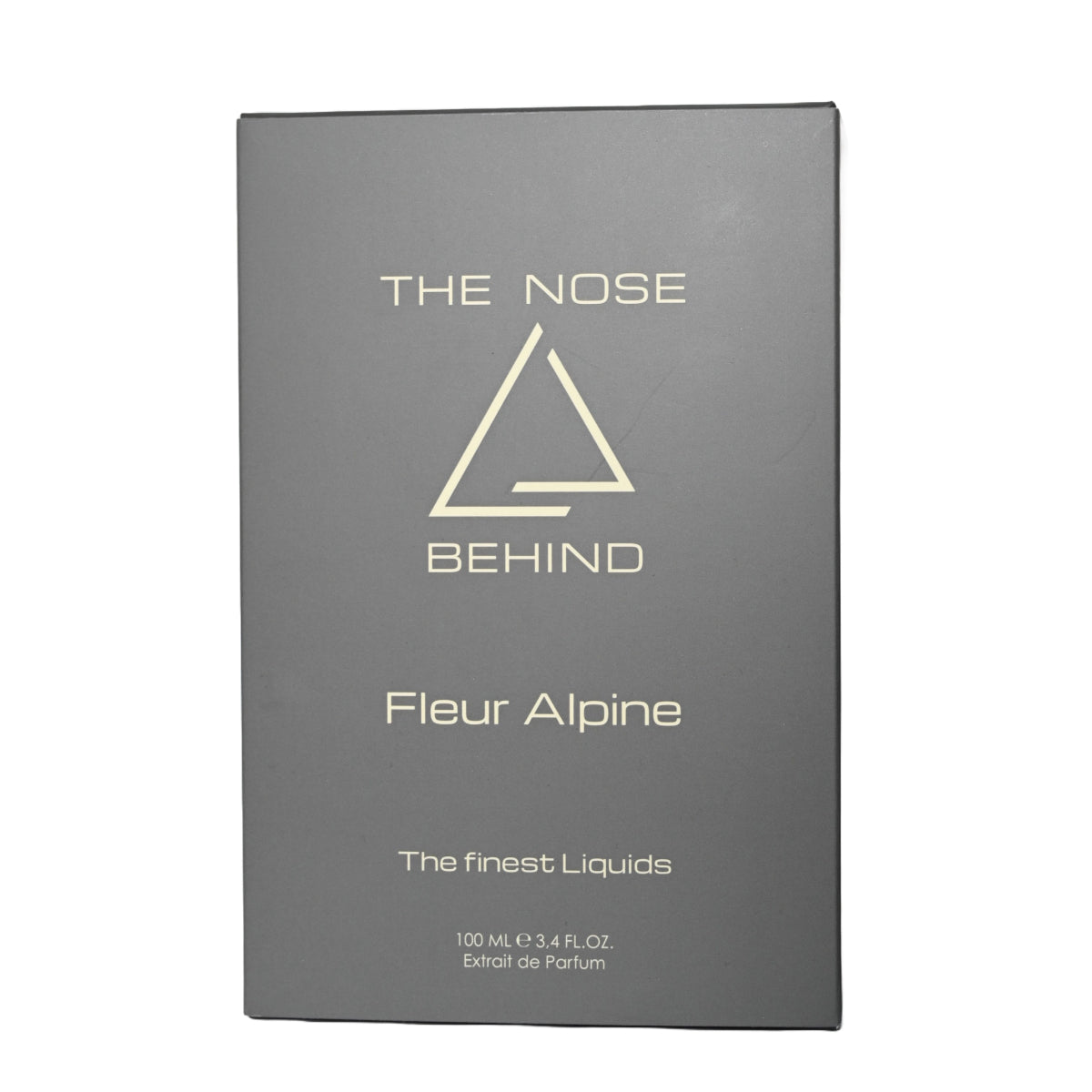 The Nose Behind - Fleur Alpine edle graue Verpackung mit goldener Schrift und minimalistischem Logo auf weißem Hintergrund