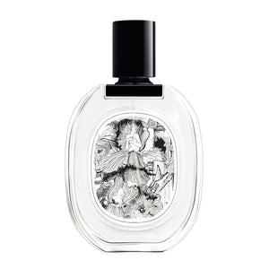 Diptyque - Fleur de Peau - Eau de Toilette in transparentem Flakon mit schwarzem Verschluss und kunstvollem Etikett in Schwarzweiß