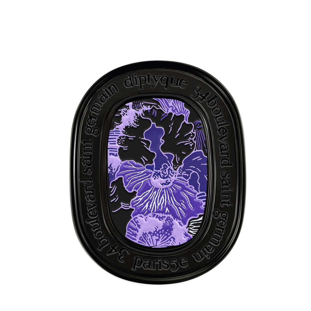 Diptyque - Fleur de Peau - Solid Perfume schwarzes Döschen mit lila Blumendesign und zartem Parfümbalsam