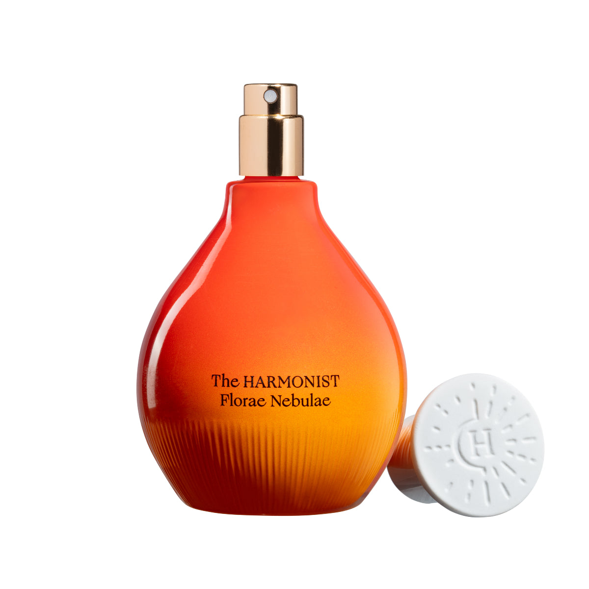 The Harmonist - Florae Nebulae Parfumflakon mit gradienten Orange- und Gelbtönen und abgenommenem weißen Verschluss