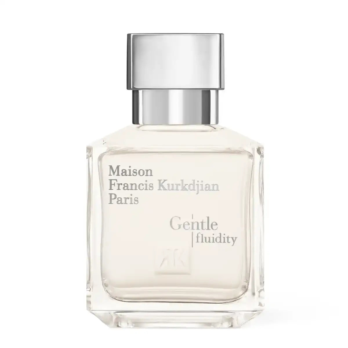 Maison Francis Kurkdjian Paris - Gentle fluidity Silver klarer Parfumflakon mit silbernem Verschluss vor weißem Hintergrund
