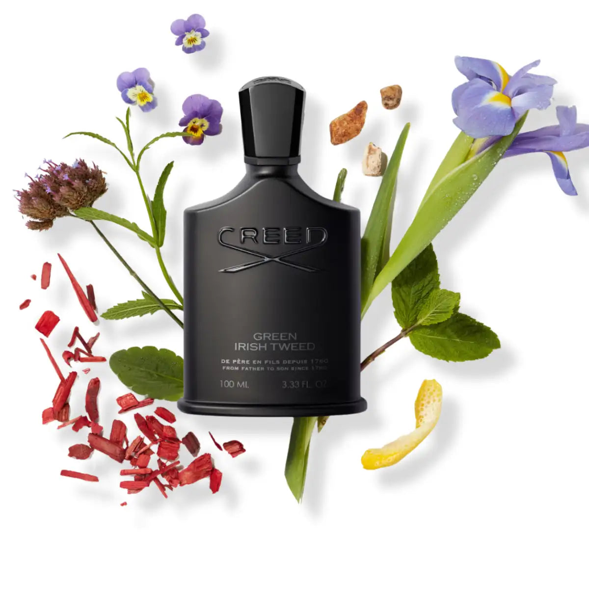 Creed - Green Irish Tweed Parfumflakon in mattschwarzem Design mit floralen und holzigen Duftnotenarrangement