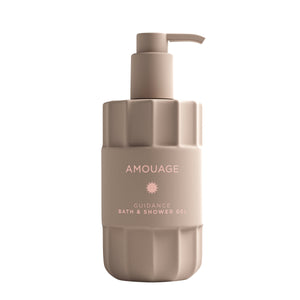 Amouage - Guidance - Shower Gel in matter Flasche mit Pumpverschluss vor weißem Hintergrund