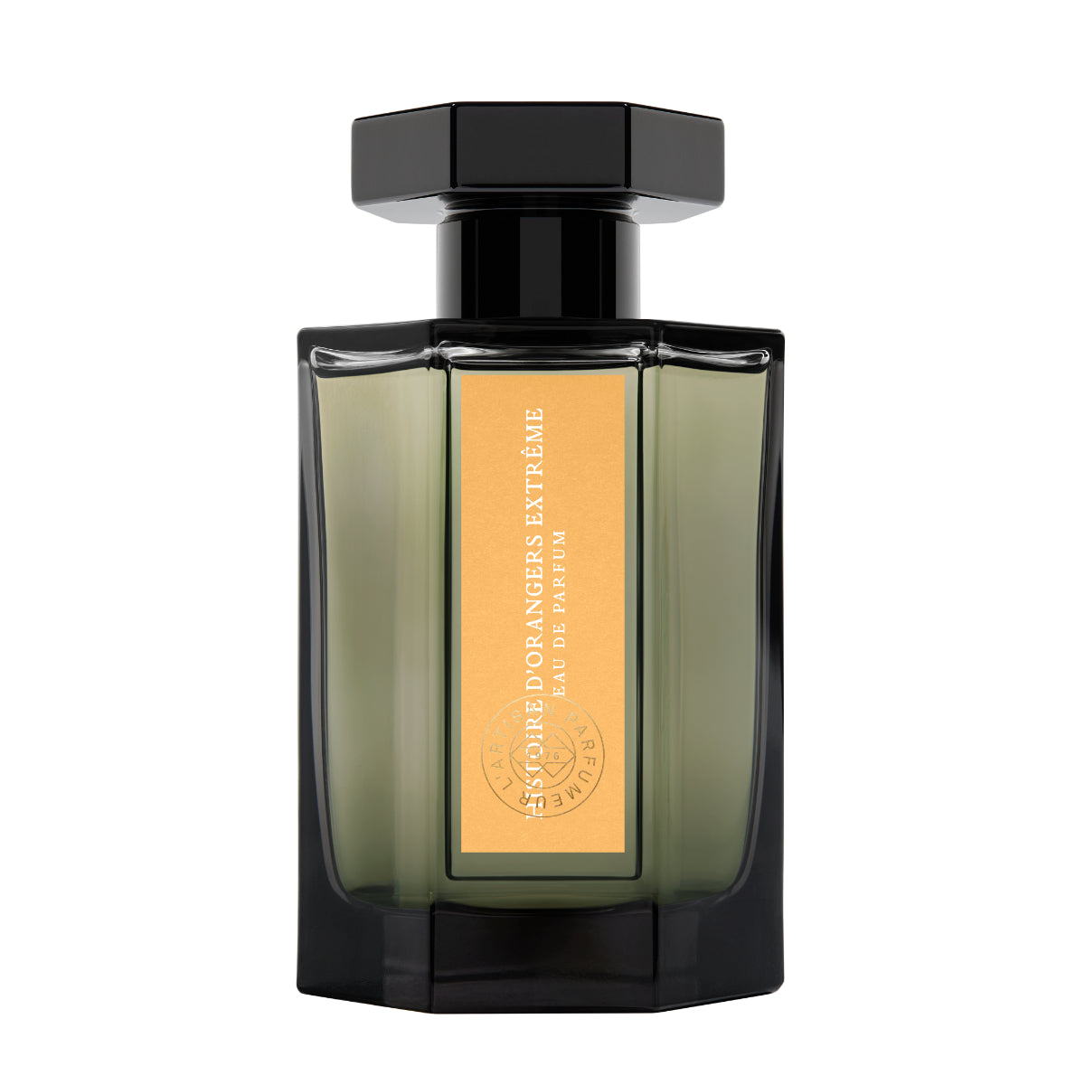L'Artisan Parfumeur - La Collection - Histoire d'Orangers Extrême Parfumflakon in dunklem Glas mit goldfarbenem Label vor weißem Hintergrund